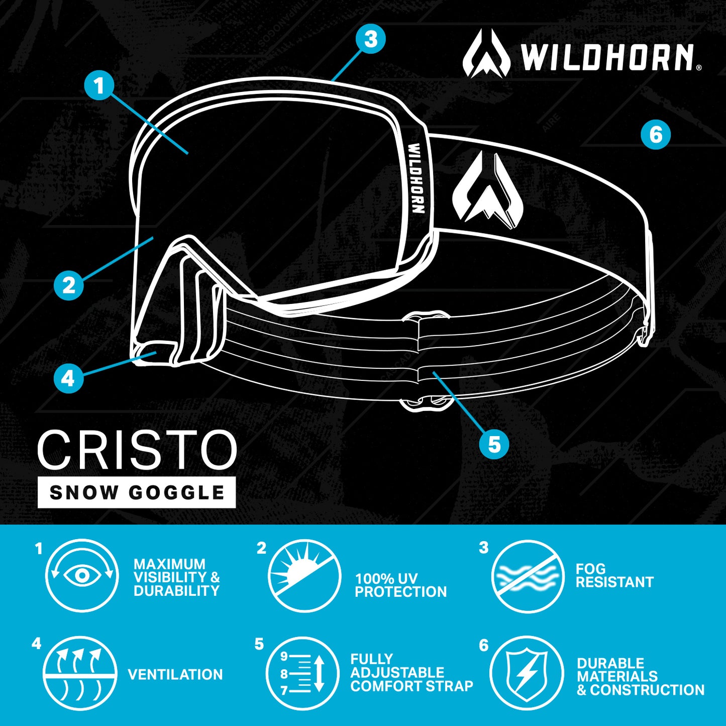 cristo snow goggle- asian fit, non slip