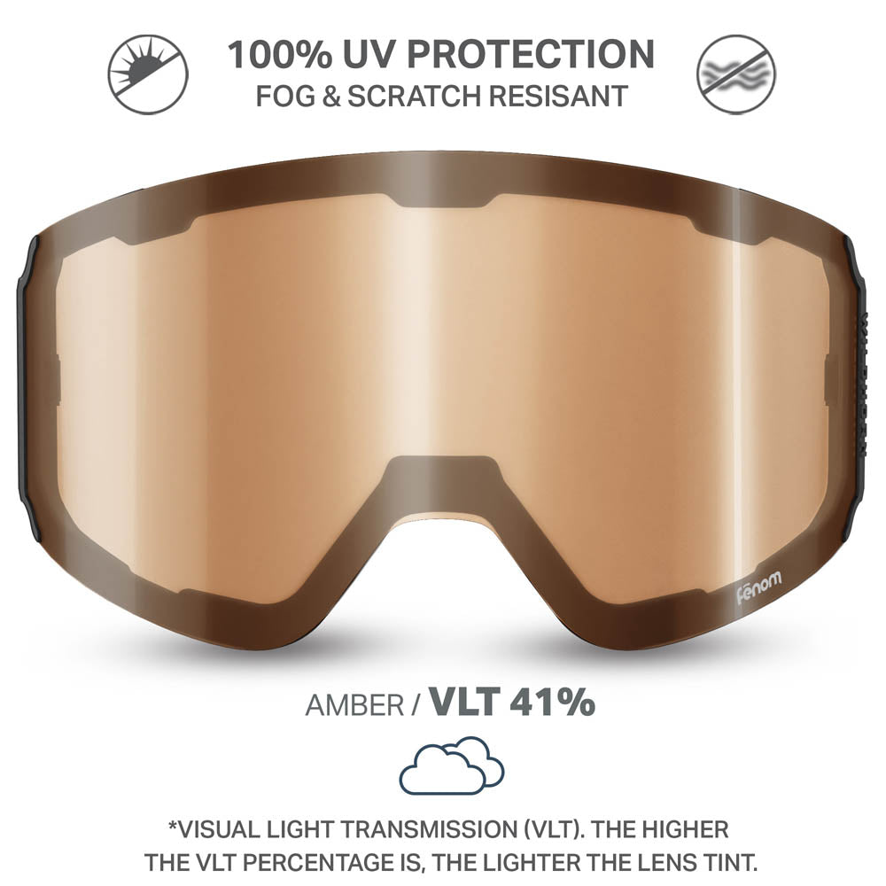 low light lens ski goggles Fenom L Low Light Lenses LL Mirrored Yellow